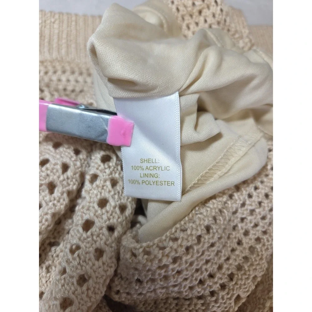 House of Harlow 1960 Skirt Crochet Knit Fringe Lined Size‎ S Boho Festival Tan